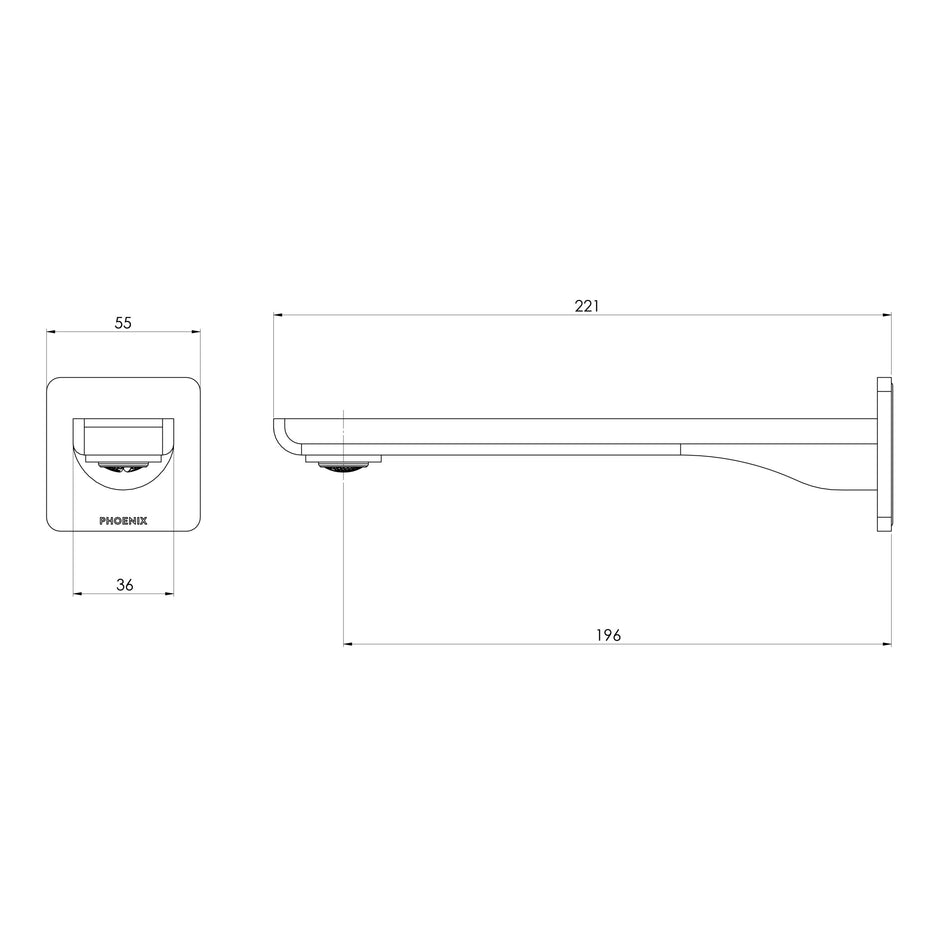 Gloss MKII Wall Outlet  scaled line drawing