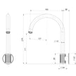 Phoenix Wiltern Wall Sink Outlet 180mm bath spout line drawing