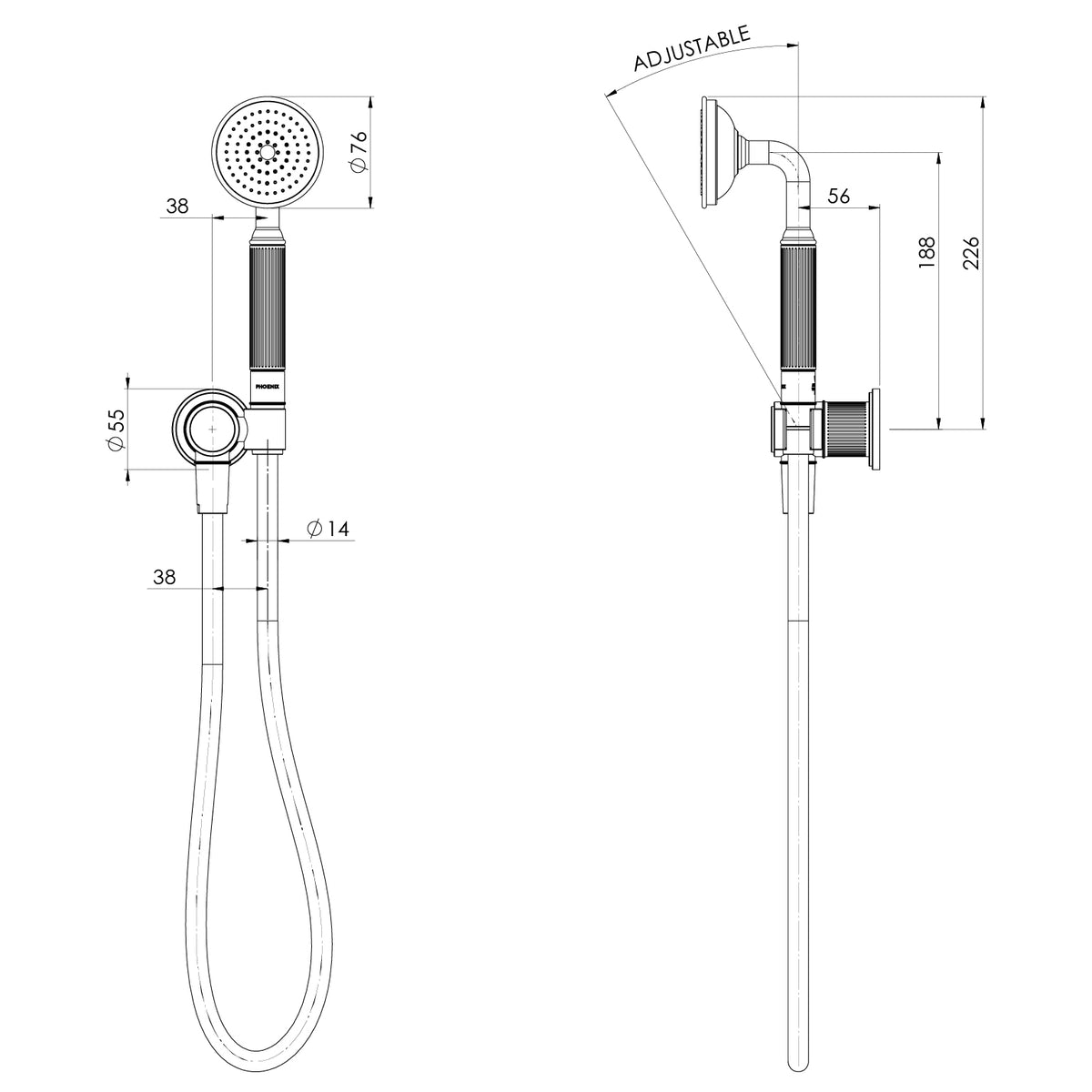 _Wiltern Hand Shower_ line drawing