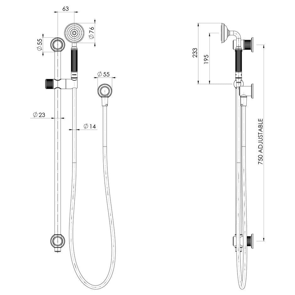 _Wiltern Rail Shower_ line drawing