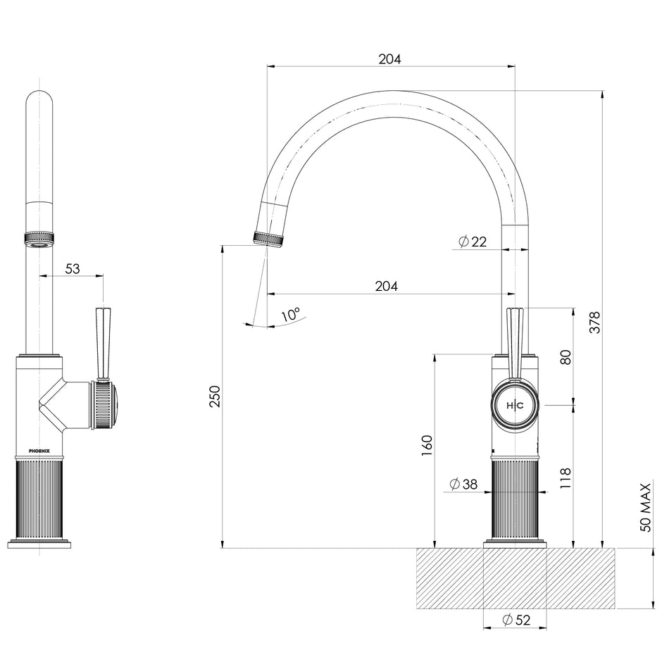 _Wiltern Sink Mixer_ line drawing