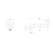 Vivid MKII Wall Basin Bath Curved Outlet 150mm line drawing