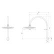 Vivid MKII High Rise Shower Arm Rose line drawing