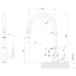 Vivid MKII Pull Out Sink Mixer 2F GN  1 line drawing