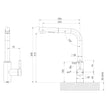 Vivid MKII Pull Out Sink Mixer 2F L Shape  1 line drawing