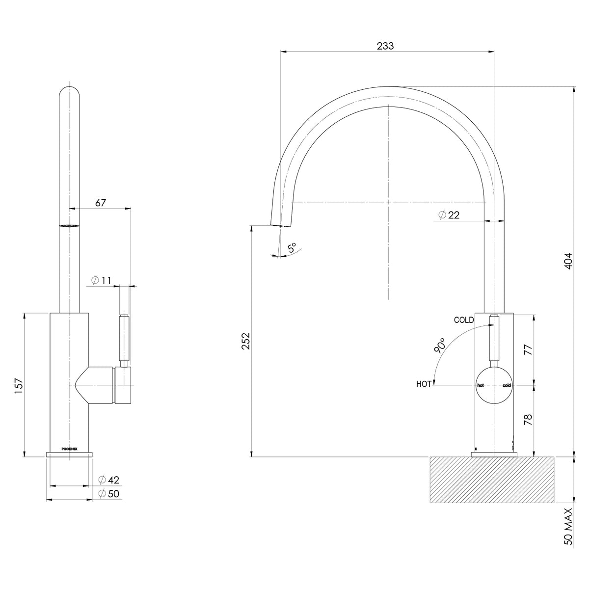 VMKII Sidelever Sink Mixer Assem 3 Star  1 line drawing