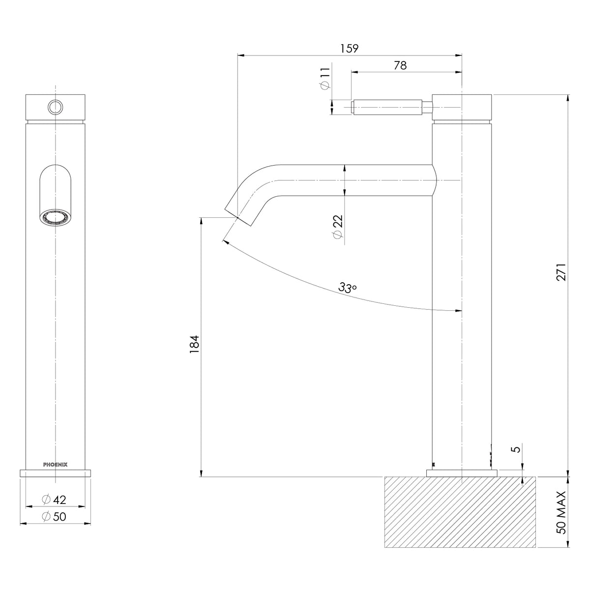 Vivid MKII Vessel Mixer line drawing
