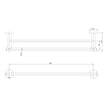 Vivid MKII Double Towel Rail 600mm line drawing