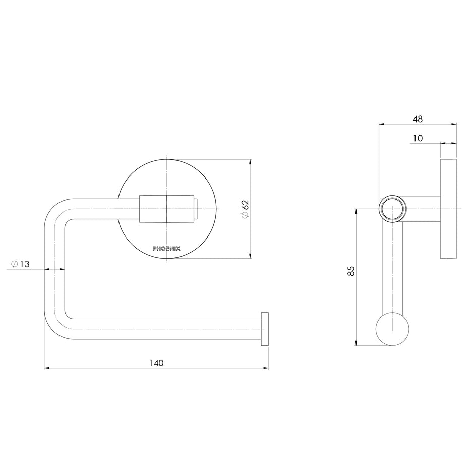 Vivid MKII Toilet Roll Holder line drawing