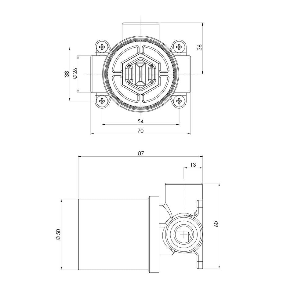 Switchmix Shower Mixer Rough In Kit Low Lead line drawing