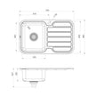 Series Single LH Bowl Sink with Drainer with Hole _ scaled line drawing