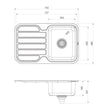 Phoenix 1000 Series Single Bowl Sink with Drainer and No Taphole, Stainless Steel line drawing