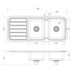 Series Double RH Bowl Sink with Drainer with Hole _ scaled line drawing