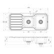 Series 1 3_4 RH Bowl Sink with Drainer with Hole _ scaled line drawing