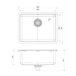 Phoenix 2000 Series Large Single Bowl Sink, Stainless Steel undermount basin line drawing