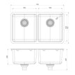 Series Double Bowl Under Over Sink _ scaled line drawing