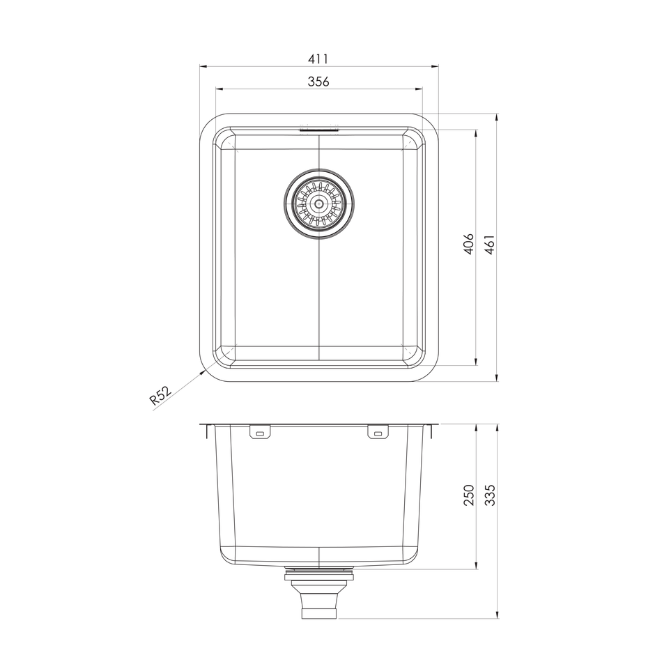 Series Laundry Sink W Overflow  scaled line drawing