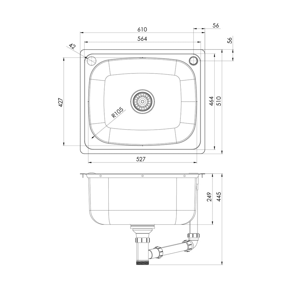 Series Laundry Trough 50 Litre _update line drawing