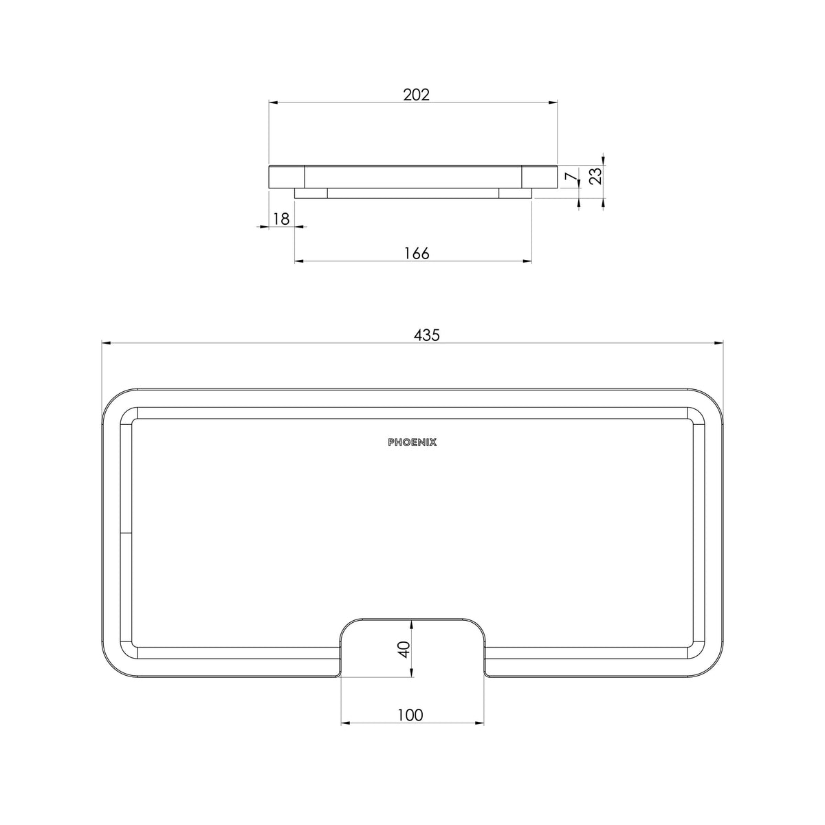 Small Chopping Board  scaled line drawing