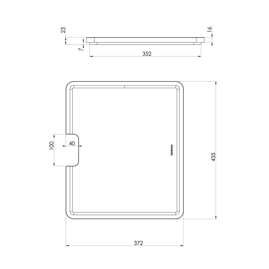Large Chopping Board  scaled line drawing