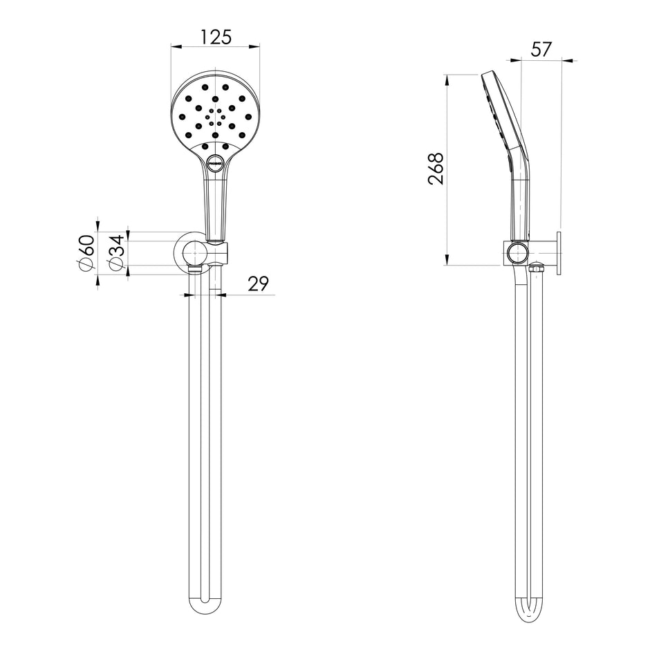 Ormond Hand Shower  scaled line drawing