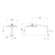 Oxley Hi Rise Shower Arm Rose  scaled line drawing