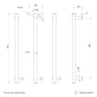 Phoenix Heated Towel Rail Round Triple 600mm  scaled line drawing