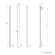 Phoenix Heated Towel Rail Square Triple 800mm _v2 line drawing