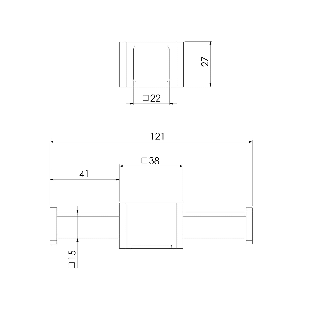 Phoenix Vertical Rail Hook Square s line drawing