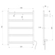 Phoenix 5 Flat Bar Heated Towel Ladder 550mm x 740mm  scaled line drawing