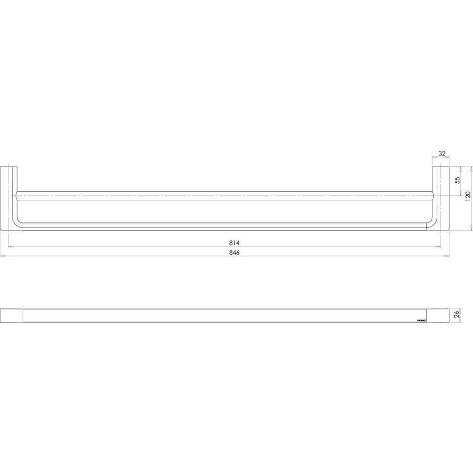 GS811_Gloss_Double_Towel_Rail_800mm_Line_Drawing line drawing