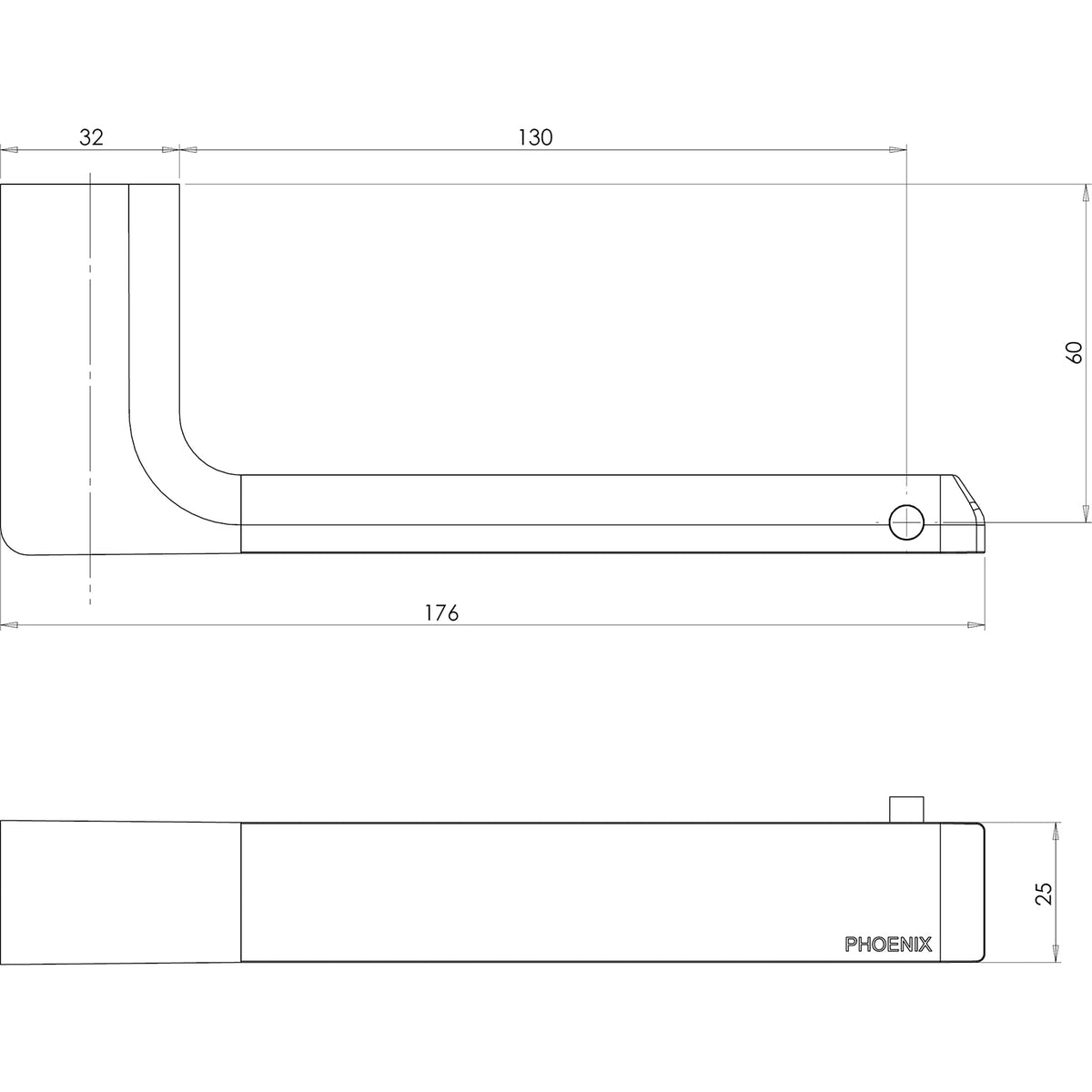GS892_Gloss_Toilet_Roll_Holder_Line_Drawing line drawing