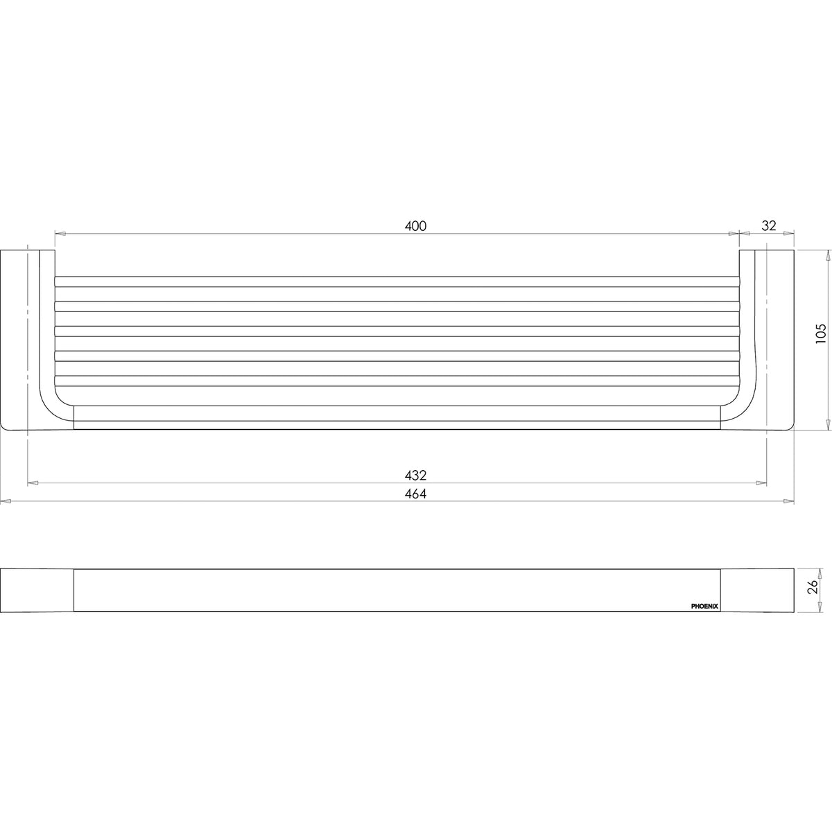 GS896_Gloss_Shower_Shelf_Line_Drawing line drawing