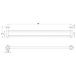 RA812_Radii_Double_Towel_Rail_800mm_Round_Plate_Line_Drawing line drawing