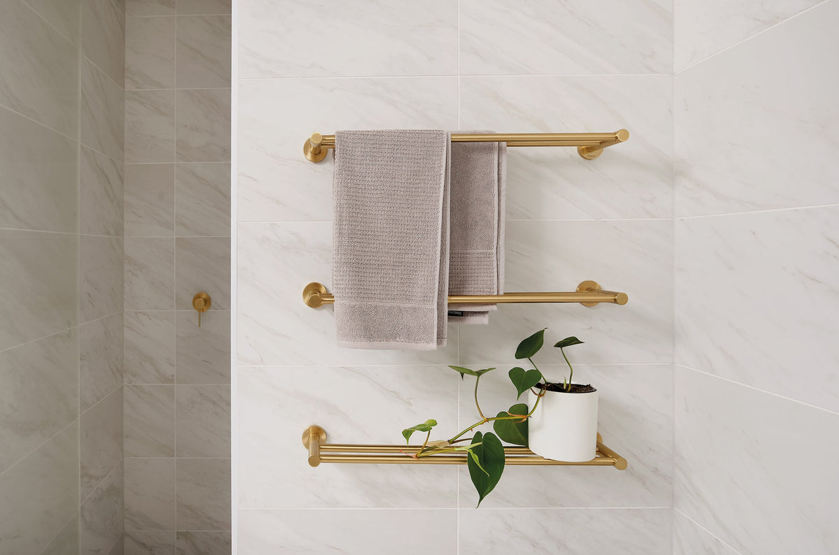 Radii Double Towel Rail 600mm Round Plate