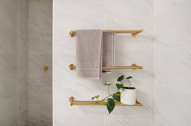 Radii Double Towel Rail 600mm Round Plate