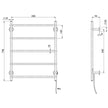 RA8750_Radii_Heated_Towel_Ladder_550_x_740mm_Round_Plate_Line_Drawing line drawing