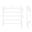 RA8751 Radii Heated Towel Ladder 750mm x 740mm Round  scaled line drawing