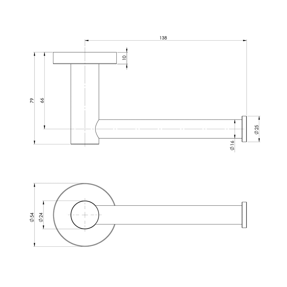 RA892_Radii Single Toilet Roll Holder line drawing