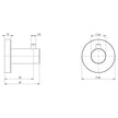 RA897_Radii_Robe_Hook_Round_Plate_Line_Drawing line drawing