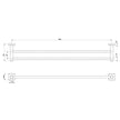 RS812_Radii_Double_Towel_Rail_800mm_Square_Plate_Line_Drawing line drawing