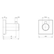 RS897_Radii_Robe_Hook_Square_Plate_Line_Drawing line drawing