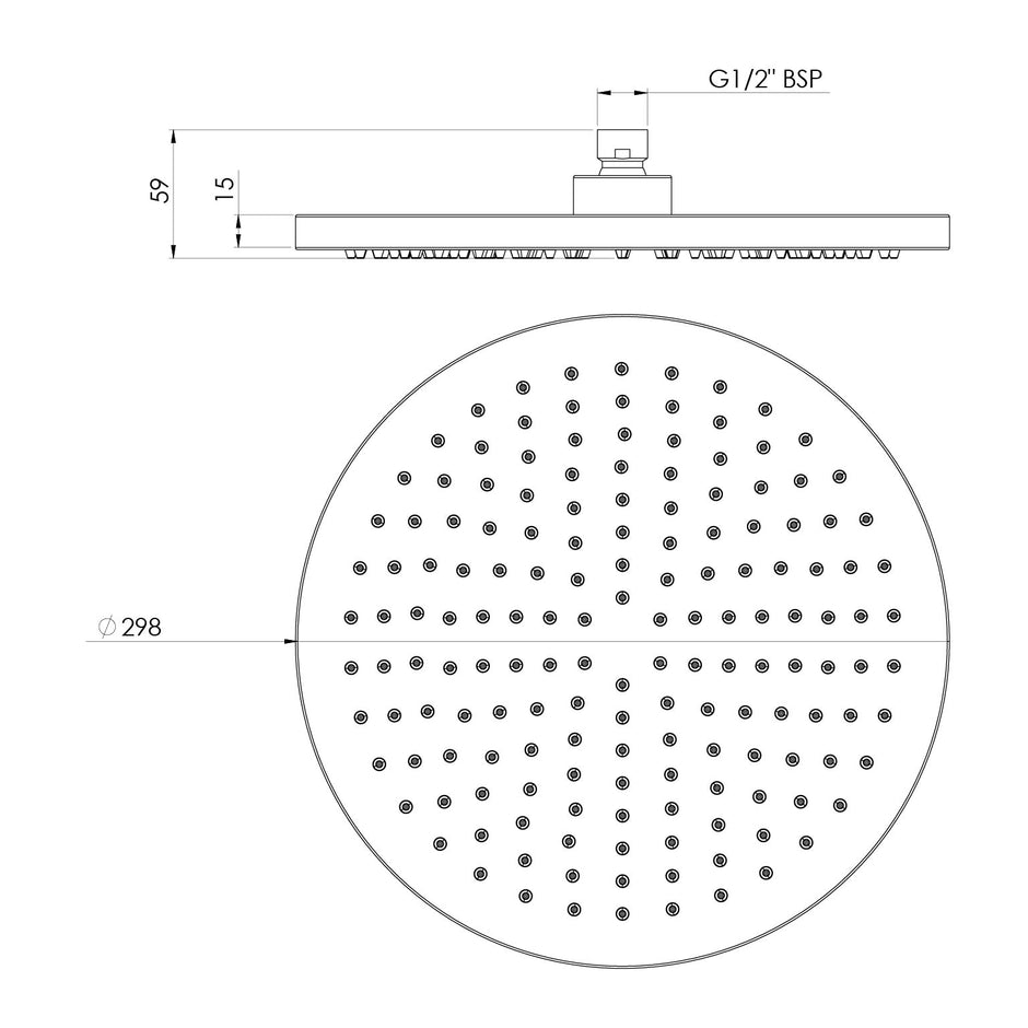 V5005 Vivid Shower Rose 300mm Round line drawing