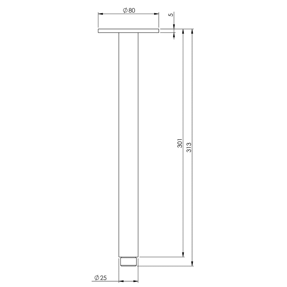 V544_Vivid_Ceiling_Arm_300mm_Line_Drawing line drawing