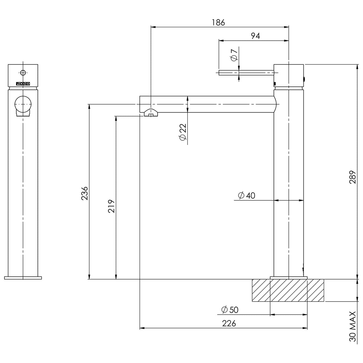 VS790_Vivid_Slimline_Vessel_Mixer_Line_Drawing line drawing