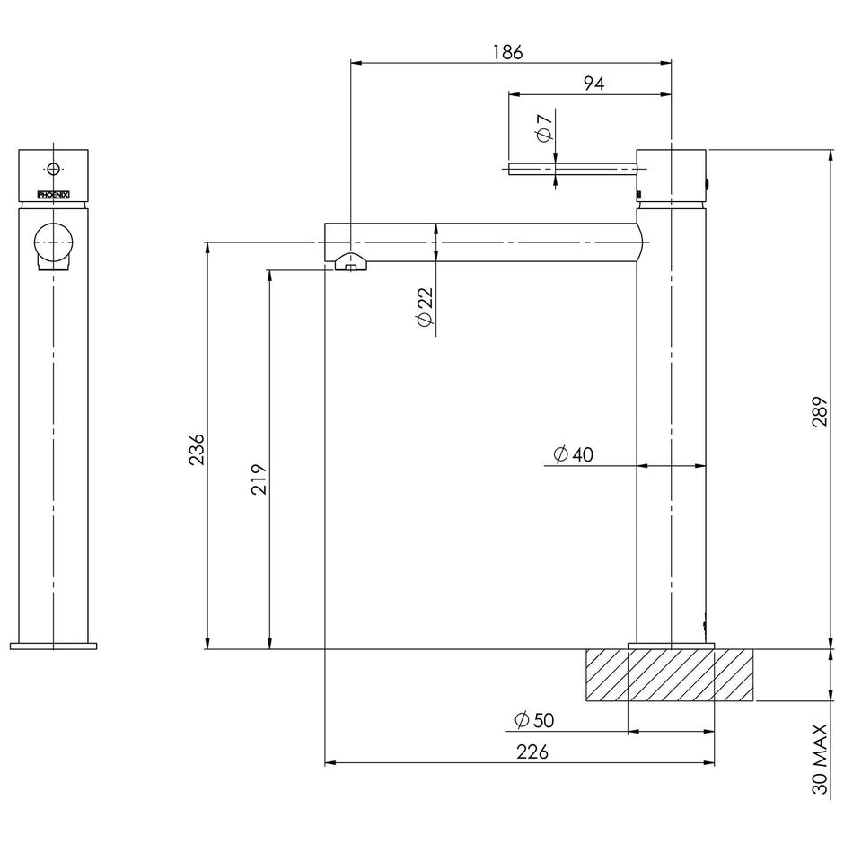 VS790_Vivid_Slimline_Vessel_Mixer_Line_Drawing line drawing