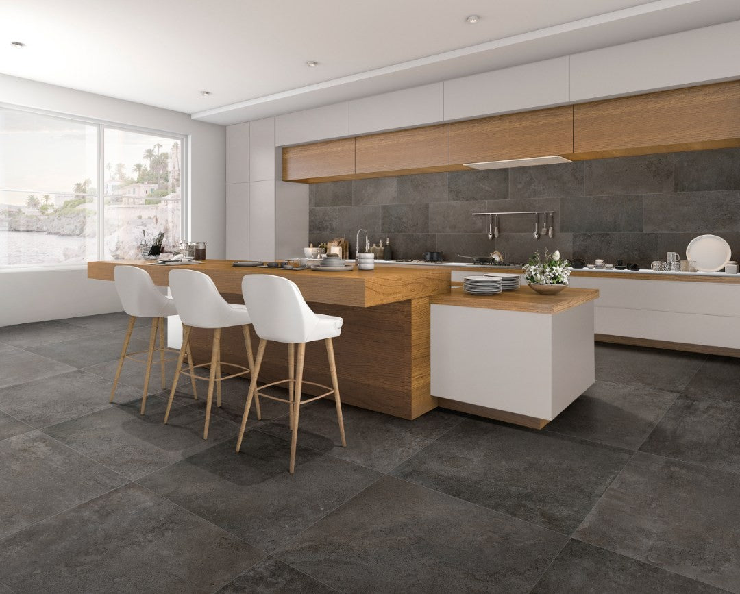 Pierres des Chateaux Chenonceau Matt Stone Look Porcelain Tiles in a room setting
