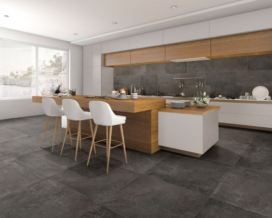 Pierres des Chateaux Chenonceau Matt Stone Look Porcelain Tiles in a room setting