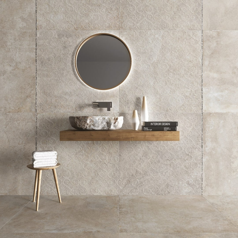 Pierres des Chateaux Cheverny Matt Stone Look Porcelain Tiles in a room setting