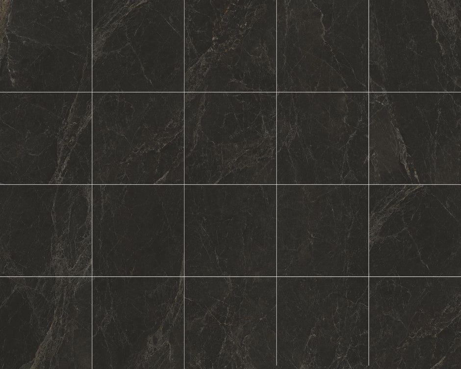 Pietra Black Matt Stone Look Porcelain Tiles 600x600mm in a room setting